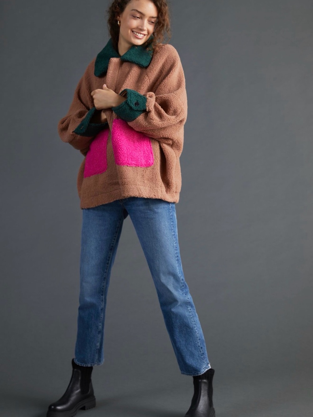 Anthropologie Colorblocked Oversized Jacket